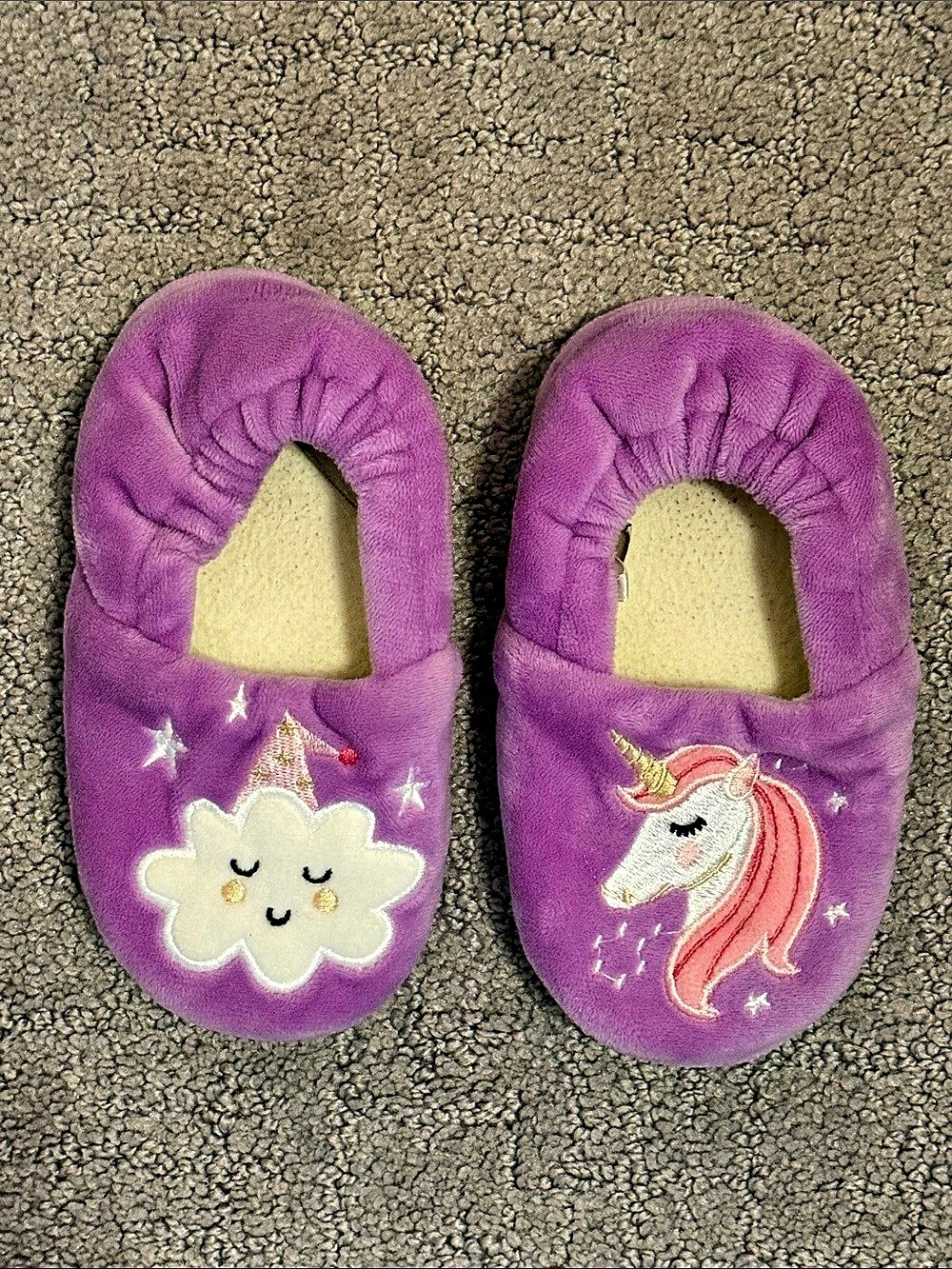 Kids Purple Unicorn Slippers US 7-8
